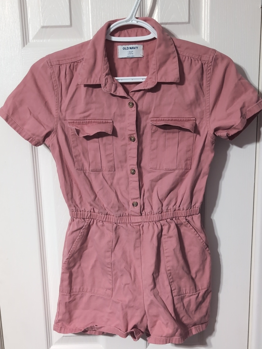 Old Navy Dusty Rose Short-Sleeve Button Romper